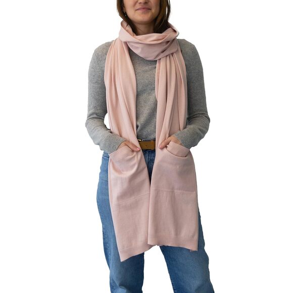 Soft Cotton Cashmere Wrap Scarf With Pockets Sepia 6628
